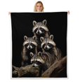 thumbnail image 1 of Erosebridal Kawaii Raccoon Fleece Blanket, Brown Sherpa Throw, Rustic Animal Decor, 1 of 6
