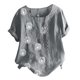thumbnail image 4 of Fiudx Ofertas Flash Del Día Solo En Línea Camisa Holgada Informal de Verano con Cuello Redondo y Manga Corta con Estampado de Flores para Mujer, 4 of 4