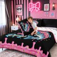 thumbnail image 4 of meiyoeat Kawaii Fishing Bass Full Size Comforter Sets for Kids Boys Girls, Black Pink Ice Cream Drip Bedding Comforter Set, Polkadot Reversible, 3 Pieces, 1 Comforter and 2 Pillowcases, 4 of 6