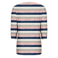 thumbnail image 6 of Womens 3/4 Sleeve Tops Loose Fit Dressy Casual Blouse Striped Print Crew Neck Spring Fall Clothes with Button (M, Purple), 6 of 6