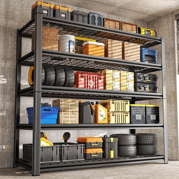 Garage Shelving, Heavy Duty 5-Tier Wire Shelving Unit, 72" H x 48" W x 24" D, 2500 lbs Load Capacity Storage Shelves, Adjustable Metal Shelves for Garage, Kitchen, and Pantry Storage