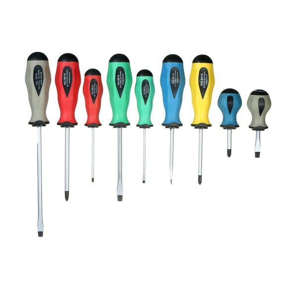 PENGGONG PENGGONG CR-V Steel Professional Screwdriver Set 9-Piece Philips and Slotted Screw Driver Kit Home Repair