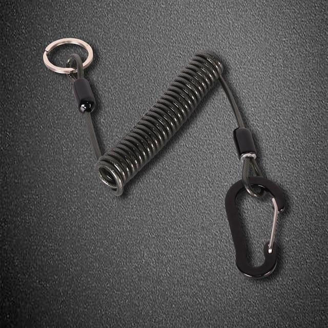 Cordón de pesca, correa para caña de pescar con mosquetón, cordón de resorte, cordón en espiral retráctil, cordón en espiral para pesca para paletas Longitud desplegada 2m