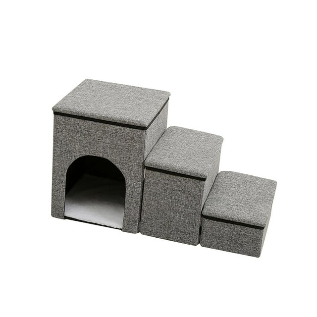 Escabeau pour Animaux Pliable, Marche de Rangement pour Animaux, pour Canapé, Lit Mezzanine, Multi-Usage, Portable, Gris