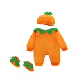 thumbnail image 2 of Babies Chic Halloween Clothes Set Cute Pumpkin Face Romper Broadened Crotch Cap and Slipper Socks, 2 of 9