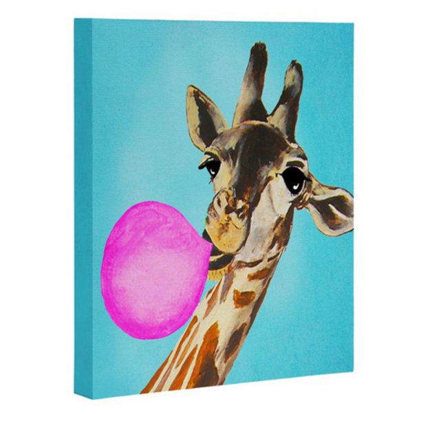 Deny Designs Giraffe Blowing Bubblegum Canvas Wall Art - Walmart.com ...