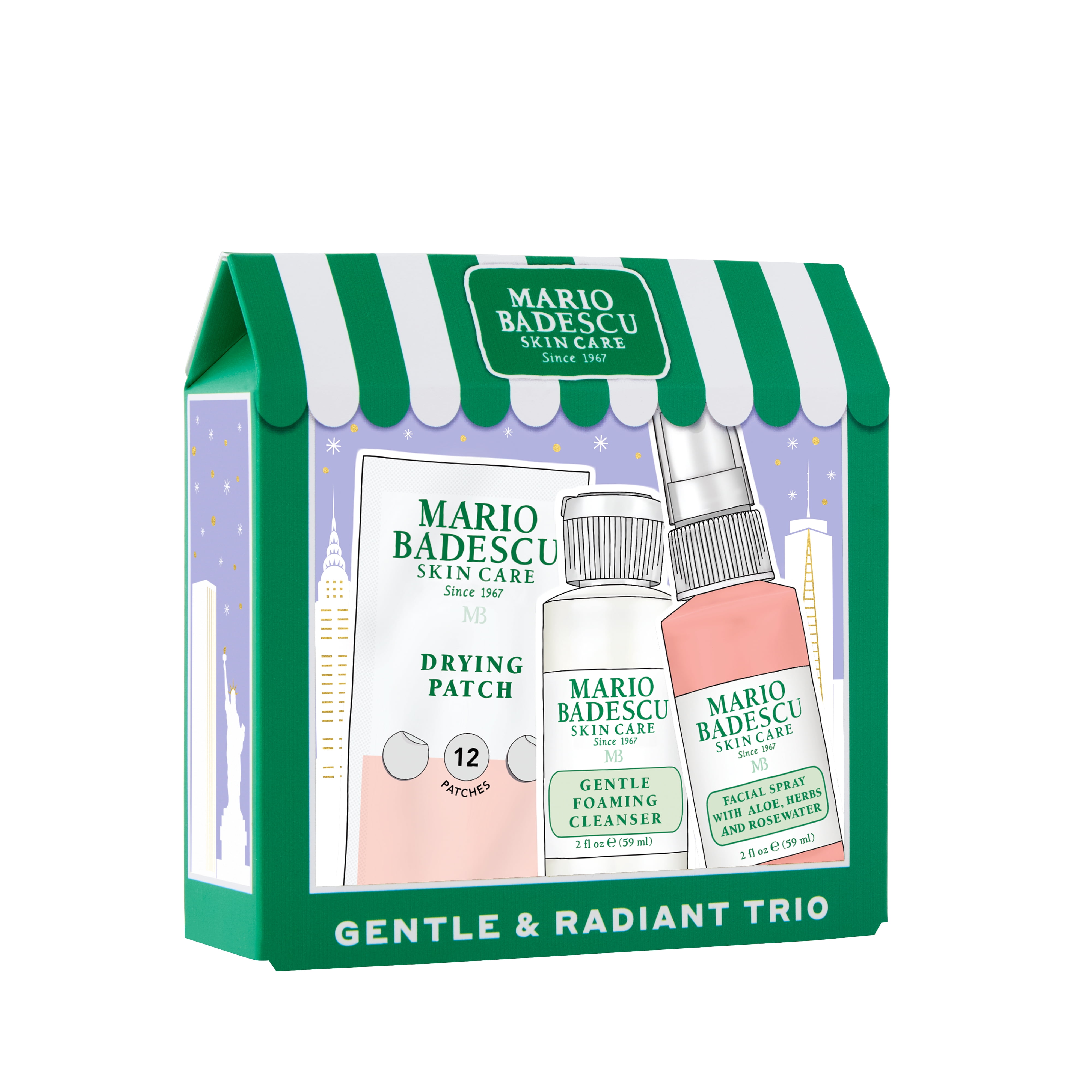 ($20 Value) Mario Badescu Gentle & Radiant Trio 2024 Exclusive Holiday Gift Set, For All Skin Types