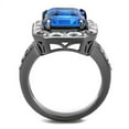 thumbnail image 3 of IP Light Black (IP Gun) Stainless Steel Ring with Top Grade Crystal in Capri Blue for Women Capri Blue Stone Color Style TK2758 Size 7, 3 of 4