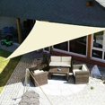 thumbnail image 5 of Voile d'Ombrage Triangulaire Imperméable Toile Extensible Protection UV Tissu Imperméable Résistant aux Intempéries Séchage Rapide pour Jardins Parcs Pelouses, 3x3x3m, Beige-Blanc, 5 of 5