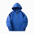 thumbnail image 6 of TOWED22 Hoodies for Teen Girls Boys Baggy Zip Up Classic Hooded Sweatshirts Casual Solid Long Sleeve Jacket with Pockets(Blue,4-5 Y), 6 of 7