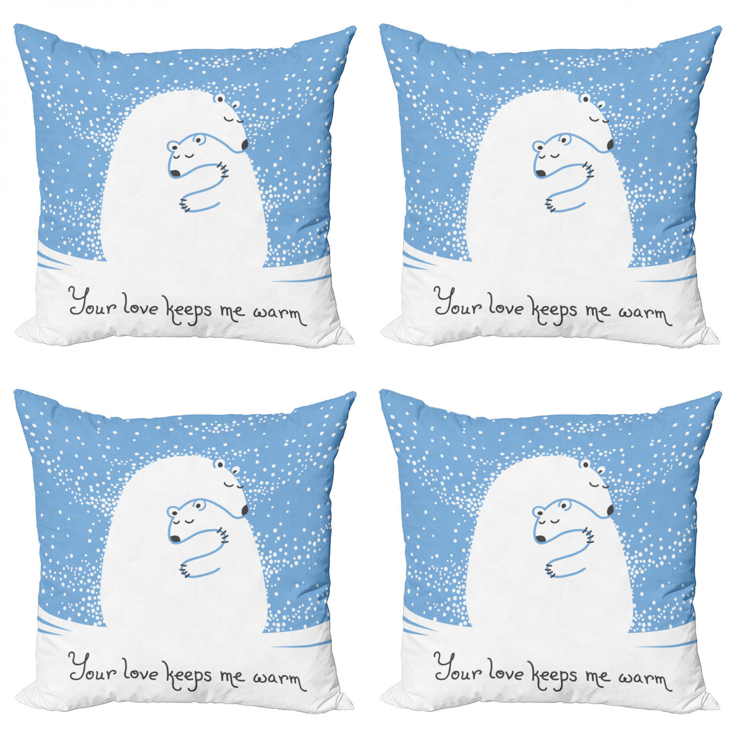 Animal Throw Pillow Cushion Case Pack of 4, Mother Polar Bear Hugging