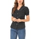 thumbnail image 5 of INSPIRAR CHIC Blusa Vintage para Mujeres con Lunares, Cuello Peter Pan, Mangas Cortas Abullonadas, Talla XXXL, Negra, 5 of 7