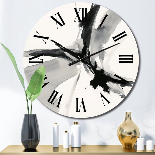 Designart "Expression Abstraite Neutre IV" Formes Abstraites Horloge Murale Surdimensionnée