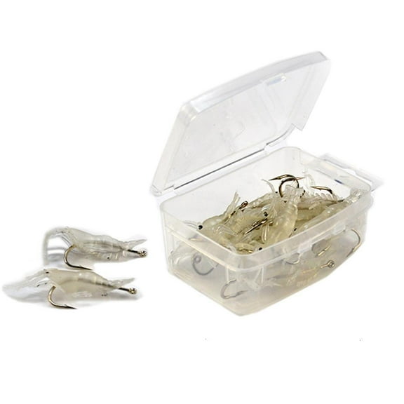 Necvior 10Pcs Simulation Luminous Baits Soft Prawn Fishing Lures, Shrimp Fishing Tackle