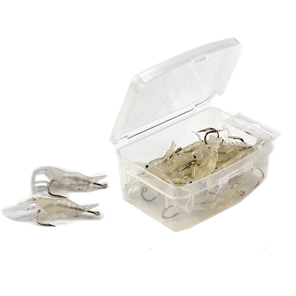 Necvior 10Pcs Simulation Luminous Baits Soft Prawn Fishing Lures Shrimp Fishing Tackle