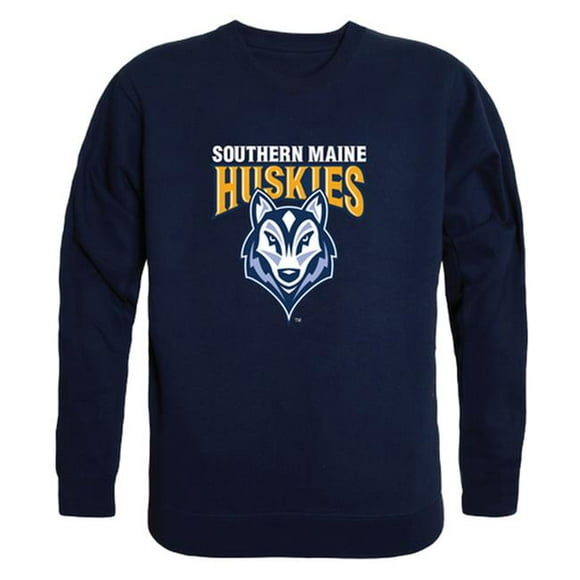 W Republic 508-459-NVY-01 NCAA Southern Maine Huskies College Crewneck T-Shirt&44; Marine - Petit