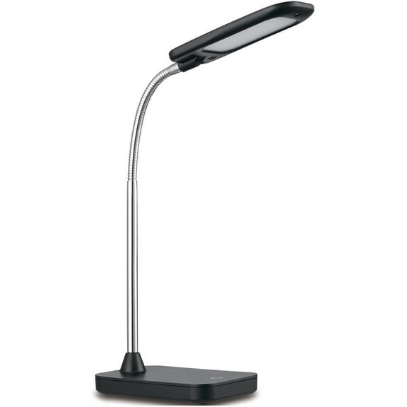 LED Integrated Desk Lamp, Black, Chrome Gooseneck