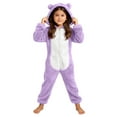 thumbnail image 2 of BFHHYA Girls' Fuzzy Onesie Sleepwear Long Sleeve Full Zip Cat-Ear Hooded Jumpsuit Sleepwear Loungewear for At-Home Play & Sleep, 2 of 6