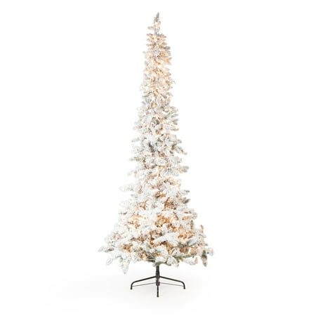 narrow flocked austin pine pre lit slim christmas tree narrow flocked austin pine pre lit slim christmas tree