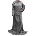 thumbnail image 6 of Catalonia Wearable Blanket with Sleeves and Pocket, Cozy Soft Fleece Micro Plush Wrap Adult Blanket Robe for Women and Men, Makes a Great Gift for Holidays, Grey, 73" x 51", 6 of 9