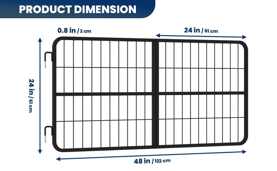 48-inch-wide barn door fence (made of heavy-gauge steel), featuring a quick-install safety gate (with convenient two-way opening), a thick surface coating, and a long service life; suitable for vario