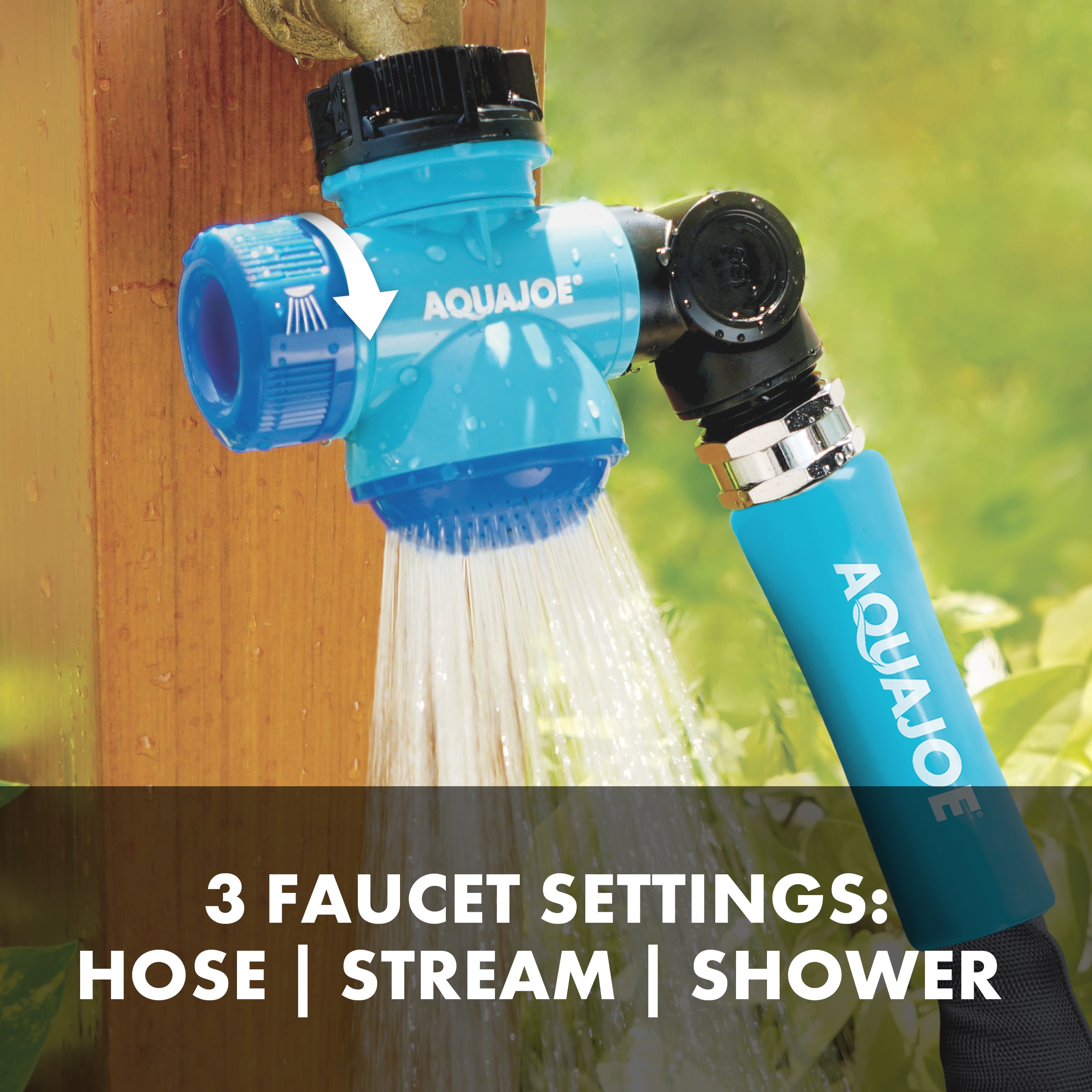 Aqua Joe Multi-Function Outdoor Faucet & Garden Hose Tap Connector