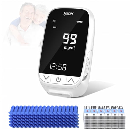 IMDK Blood Sugar Test Kit, Precision Blood Glucose Monitor Kit with 100 Glucometer Strips, 100 Lancets, 1 Lancing Device and 1 Control Solution, High Accuracy ± 9% & No Coding Required