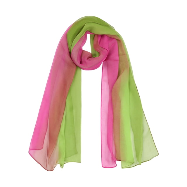 INSPIRAR CHIC Bufanda de Mujer Chiffon Seda Ligera Envoltura Larga Chal Rosa Verde Claro