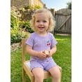 thumbnail image 6 of BemeyourBBs Toddler Baby Girls Summer 2 Piece Cherry Outfits Rib Knit Cherry Embroidery Polka Dot Short Sleeve Round Neck T Shirt Tops and Shorts Set, 6 of 9