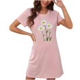 thumbnail image 3 of HomeGardon Women's Sleepwear Nightgowns for Women,Fashion Print Medium Length Dress Oversized Short Nightgown Fashion Chest Print Short Sleeve Nightdress,S-XXL, 3 of 3