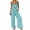 Green, variant on Gingham One Piece Jumpsuit for Women Ruffle Square Neck Low-Cut Sleeveless Rompers Baggy Wide Leg Lounge Beach Overalls Blue L