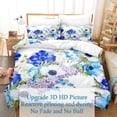 thumbnail image 3 of Thin Bed Double Single Twin King Full 3pcs Set Bedding Floral 3D Pillowcase Zipper With Size Cover Duvet Flower Blue, 3 of 7