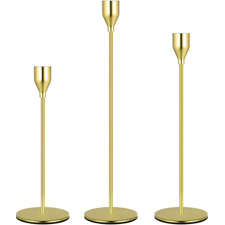 Crday Matte Black Candle Holders Set of 3, Tall Candlestick Holder for ...