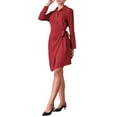 thumbnail image 4 of VESTIDO CAMISERO CASUAL DE MANGA LARGA CON ENVOLTURA FALSA Y BOTONES INSPIRE CHIC L ROJO, 4 of 5