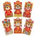thumbnail image 1 of Kmbangi 6pcs New Year Red Envelope Cartoon Tiger Red Packets Festicval Gift, 1 of 6