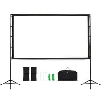KFFKFF 100-Inch Portable Projector Screen with Stand, 16:9 HD Projection Screen for Indoor and Outdoor Use, Wrinkle-Resistant Design with Dual Tripods and Carry Bag, Ideal for Movies, Home Theater