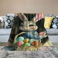 thumbnail image 2 of Orinice Bunny Eggs Basket Warm Lightweight Blanket Soft Fleece Blankets Throw Blanket for Living Rooms Sofa Decor Cow Gifts All Seasons Super Soft Blanket for Bed 40x50in, 2 of 6