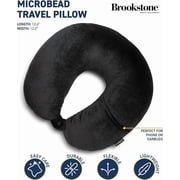Brookstone Microbead Travel Neck Pillow - Lightweight U-Shaped Travel Pillow for Neck Support
