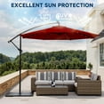 thumbnail image 2 of EROMMY 10ft Solar Lighted Patio Umbrella,Outdoor Offset Cantilever Umbrella, Infinite Tilt, Crank and Cross Base, UV Protection for Backyard, Lawn, Garden & Pool, 2 of 6