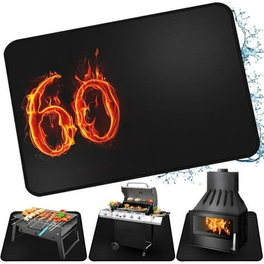 60*42in grill mats for outdoor grill，Large Under Grill Mat for Outdoor Charcoal, Flat Top, Smokers, Gas Grills, Fireproof Grill Pads, Indoor Fireplace Mat Prevents Ember Damage Wood Floor