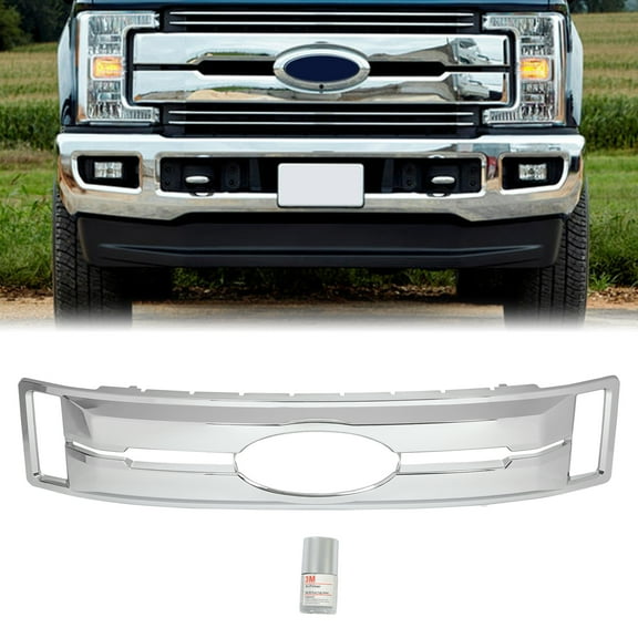 Kojem Chrome 4PC Hood Overlay Grille Grill Cover Trim for 17 18 19 Ford Super Duty F250 F350 F450 F550
