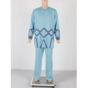 African Clothes for Men Dashiki Outfits Slim Fit Long Sleeve Top and Pant Set Attire Casual African Tracksuits WYN1669