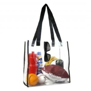 Large Clear Tote Bag Nfl Football Stadium Roved With Handles For Men And Women Vinyl Black Trim Great As A Beach
