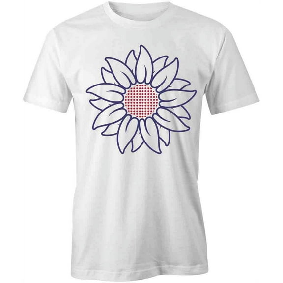 Red And Blue Sunflower T-Shirt | Pretty Flowers White Tee Gift