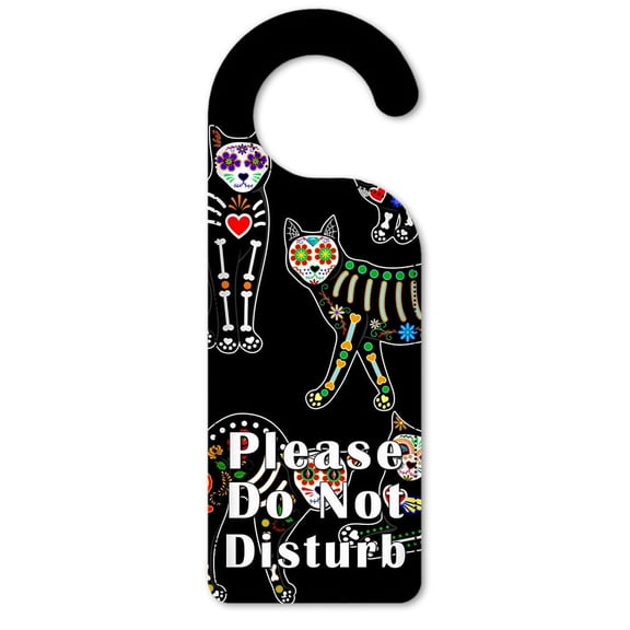 Do Not Disturb Door Knob Hanger Sign - Day of the Dead Cats