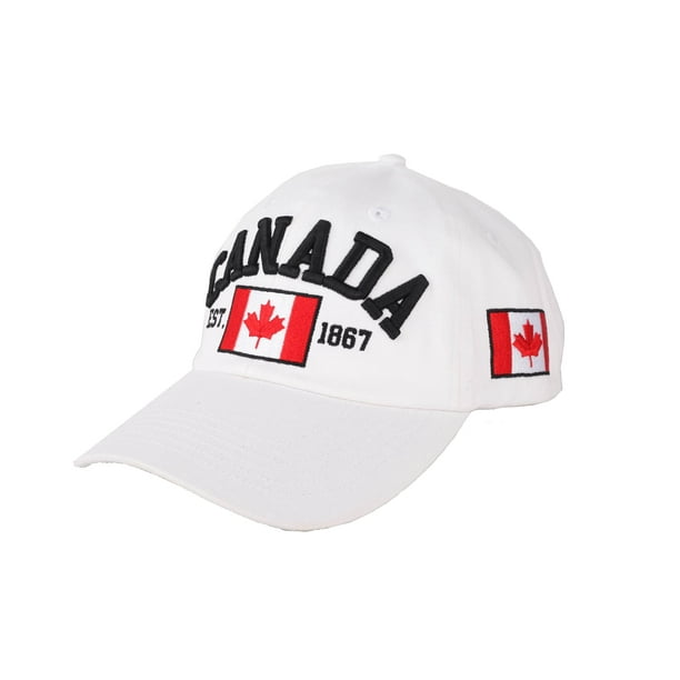 TJ's Unisex Baseball Cap Canada Flag Hat - Adjustable Dad Hat Maple Leaf  Embroidered Baseball Caps for Men and Women, White