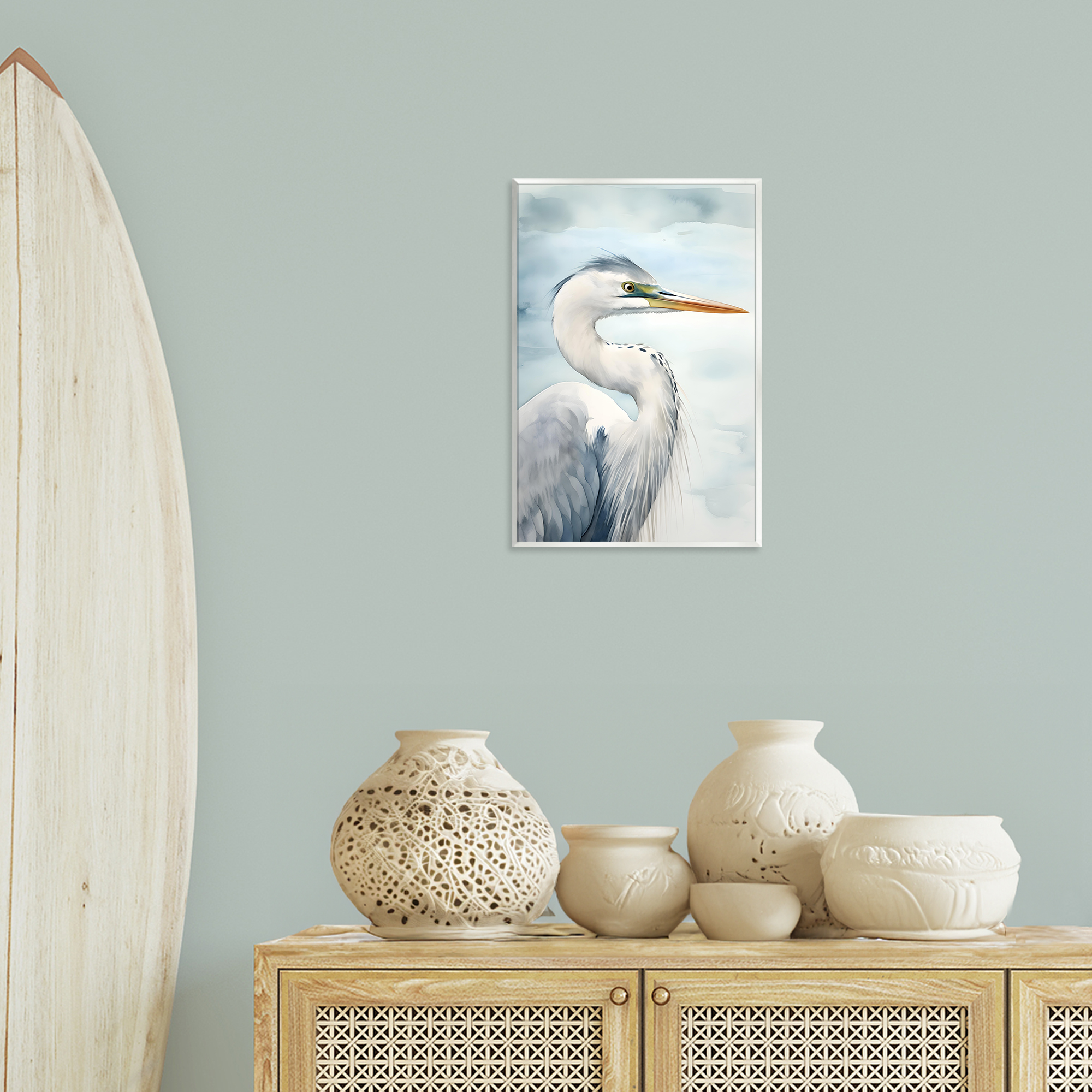 Stupell Industries Serene Beach Bird Animals & Insects Painting Unframed Art Print Wall Art, 13 x 19