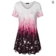 thumbnail image 1 of Camiseta de mujer Blusa informal con estampado degradado Vestido suelto con cuello en V, Rojo, S kenally AP001902-25, 1 of 5