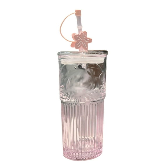 XKHAZA Glass Coffee Cups with Lids and Straws, 20 OZ Iced Coffee Glasses Tumblers for Ice Water, Juice, Tea, Milk, Smoothie and Cold or Hot Drinks