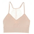 thumbnail image 3 of Marilyn Monroe Intimates Women's Lace Racerback Bralette 2 Pack Set - Pale Pink and Dark Rose - Small, 3 of 6